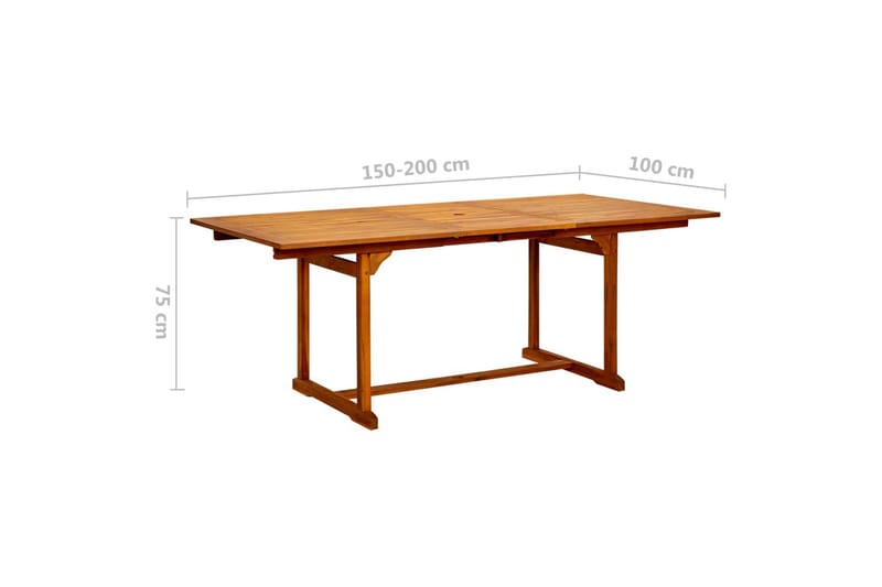 havebord (150-200)x100x75 cm massivt akacietræ - Brun - Havemøbler - Havebord - Spisebord & havebord
