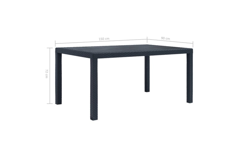 Havebord 150 X 90 X 72 Cm Plastik Rattanlook Antracitgrå - Grå - Havemøbler - Havebord - Spisebord & havebord