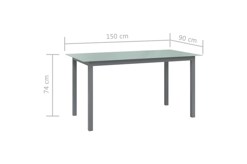 havebord 150x90x74 cm aluminium og glas lysegrå - Grå - Havemøbler - Havebord - Spisebord & havebord