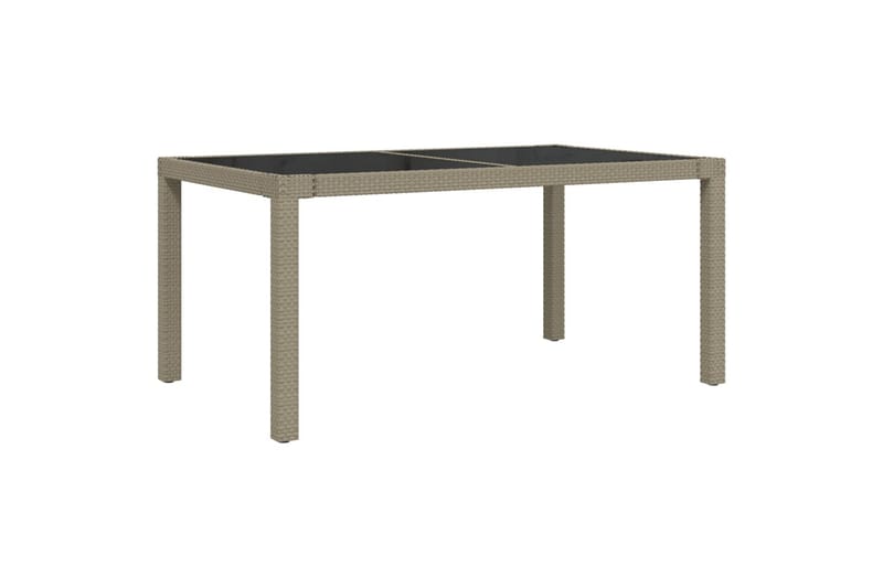 havebord 150x90x75 cm hærdet glas og polyrattan beige - Beige - Havemøbler - Havebord - Spisebord & havebord
