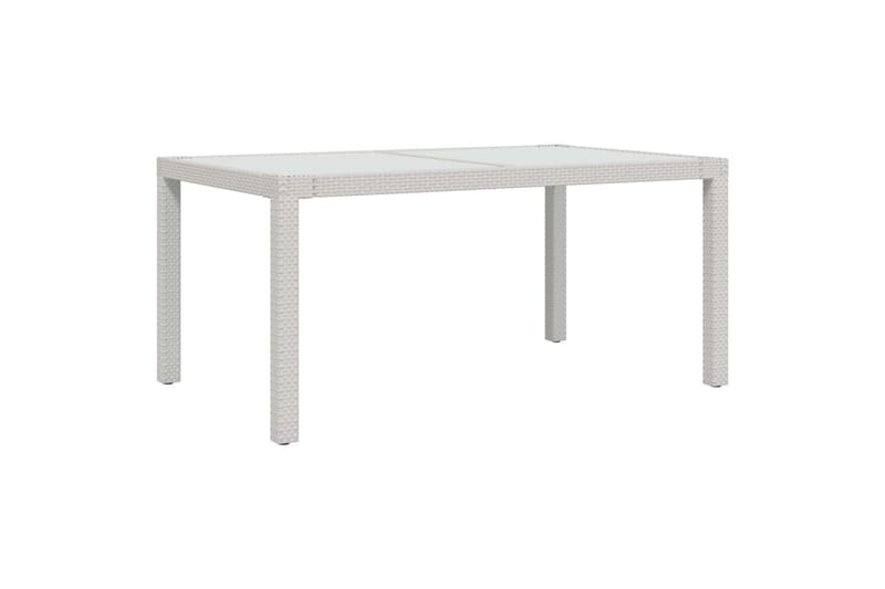 havebord 150x90x75 cm hærdet glas og polyrattan hvid - Hvid - Havemøbler - Havebord - Spisebord & havebord