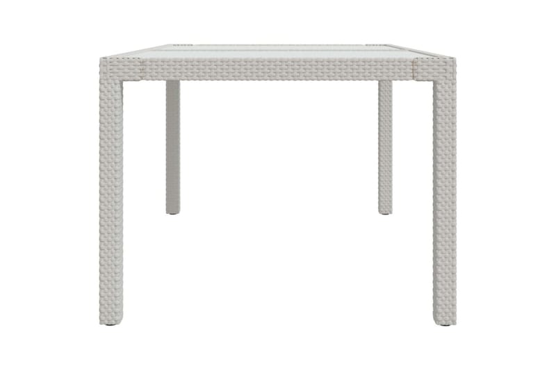 havebord 150x90x75 cm hærdet glas og polyrattan hvid - Hvid - Spisebord & havebord