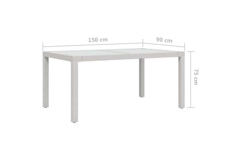 havebord 150x90x75 cm hærdet glas og polyrattan hvid - Hvid - Havemøbler - Havebord - Spisebord & havebord
