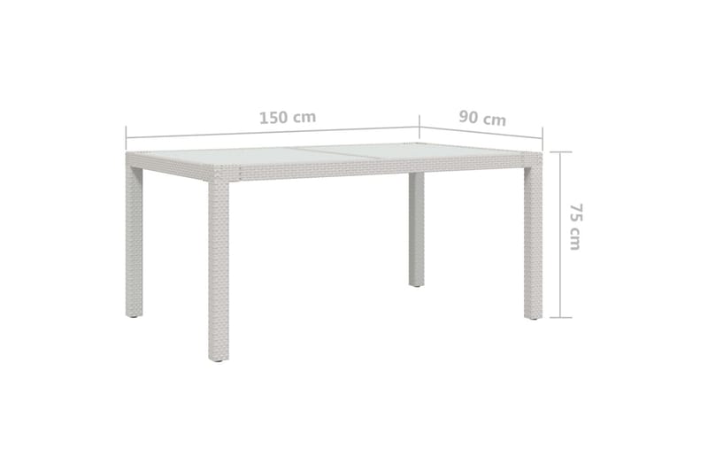 havebord 150x90x75 cm hærdet glas og polyrattan hvid - Hvid - Spisebord & havebord