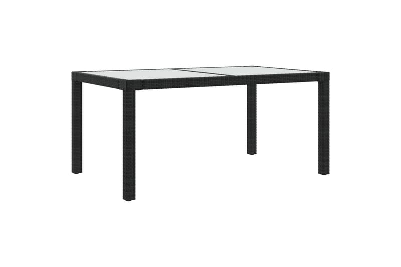havebord 150x90x75 cm hærdet glas og polyrattan sort - Sort - Havemøbler - Havebord - Spisebord & havebord