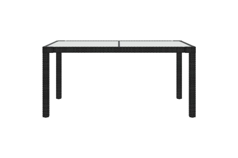havebord 150x90x75 cm hærdet glas og polyrattan sort - Sort - Havemøbler - Havebord - Spisebord & havebord