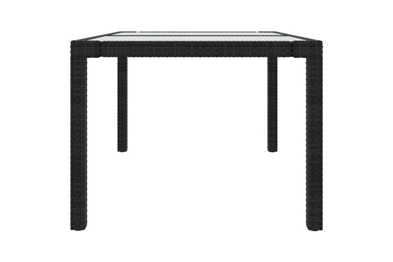 havebord 150x90x75 cm hærdet glas og polyrattan sort - Sort - Havemøbler - Havebord - Spisebord & havebord