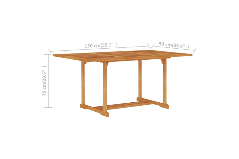 havebord 150x90x75 cm massivt teaktræ - Havemøbler - Havebord - Spisebord & havebord