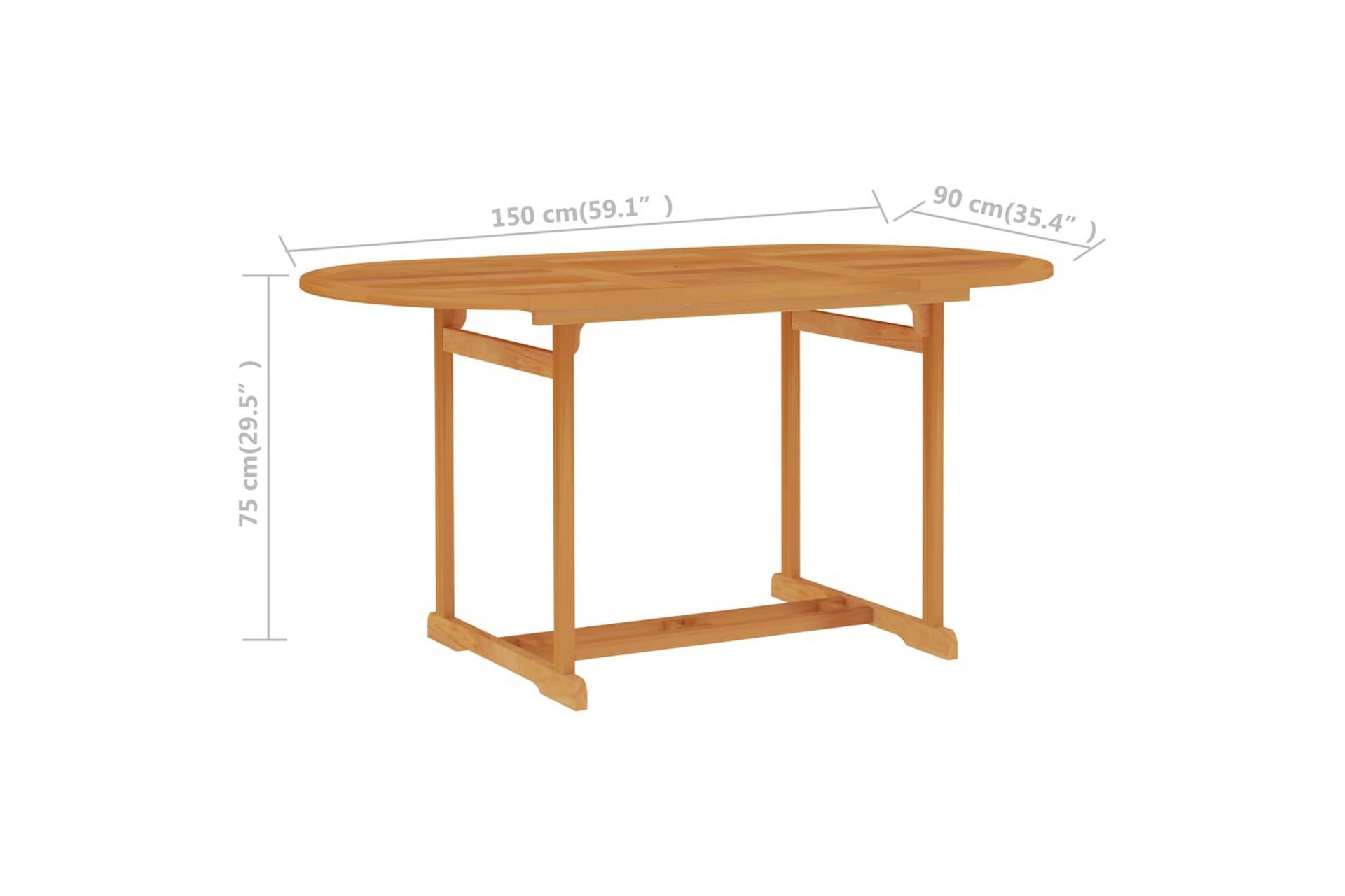 havebord 150x90x75 cm massivt teaktræ - Havemøbler - Havebord - Spisebord & havebord
