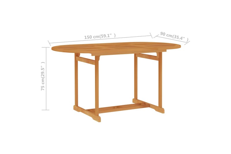havebord 150x90x75 cm massivt teaktræ - Havemøbler - Havebord - Spisebord & havebord