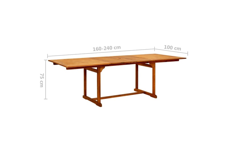 havebord (160-240)x100x75 cm massivt akacietræ - Brun - Havemøbler - Havebord - Spisebord & havebord