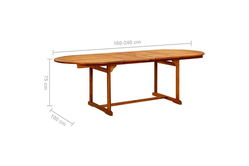 havebord (160-240)x100x75 cm massivt akacietræ - Brun - Havemøbler - Havebord - Spisebord & havebord