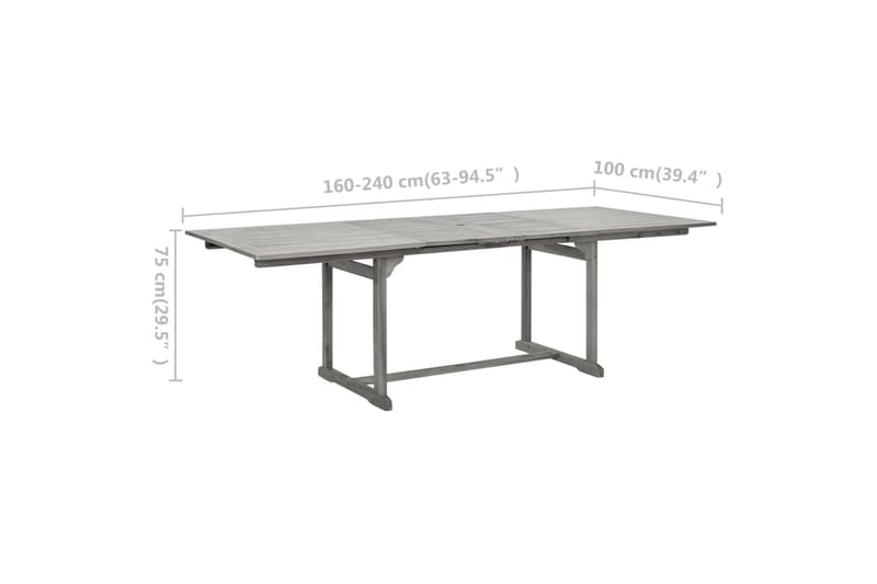 havebord (160-240)x100x75 cm massivt akacietræ - Grå - Havemøbler - Havebord - Spisebord & havebord