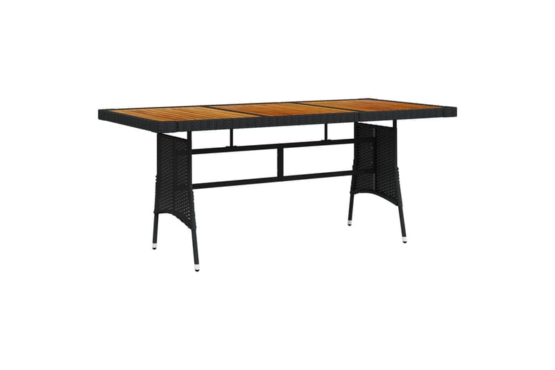 havebord 160x70x72 cm polyrattan og massivt akacietræ sort - Sort - Spisebord & havebord