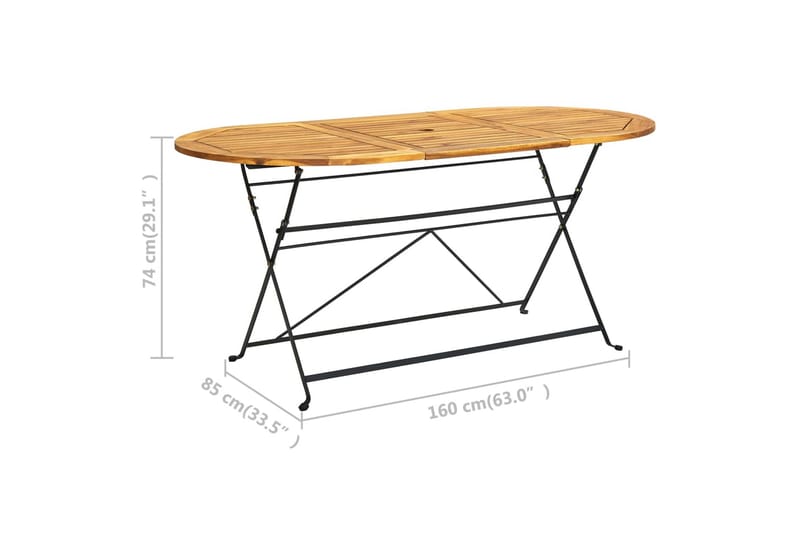 havebord 160x85x74 cm massivt akacietræ oval - Brun - Havemøbler - Havebord - Spisebord & havebord