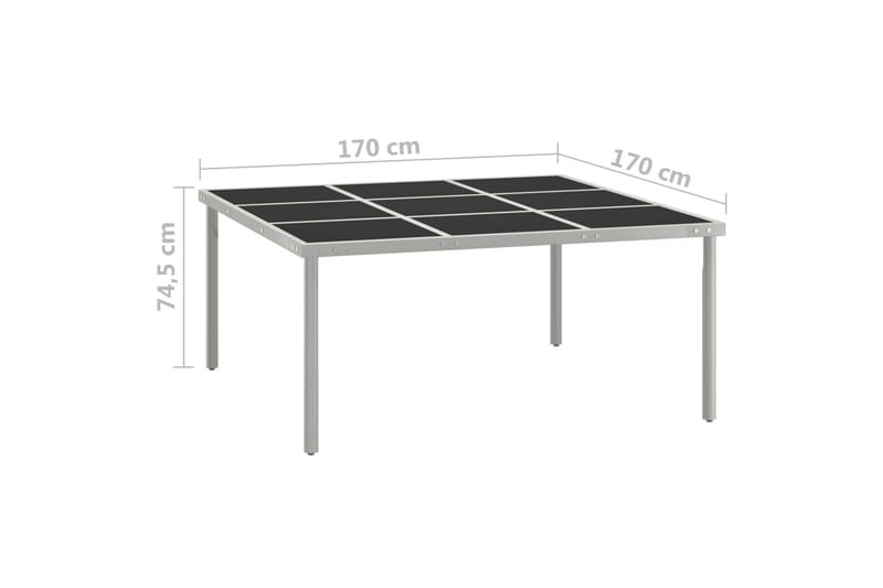 havebord 170x170x74,5 cm glas og stål - Sort - Havemøbler - Havebord - Spisebord & havebord