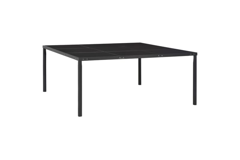 havebord 170x170x74,5 cm stål og glas sort - Sort - Havemøbler - Havebord - Spisebord & havebord