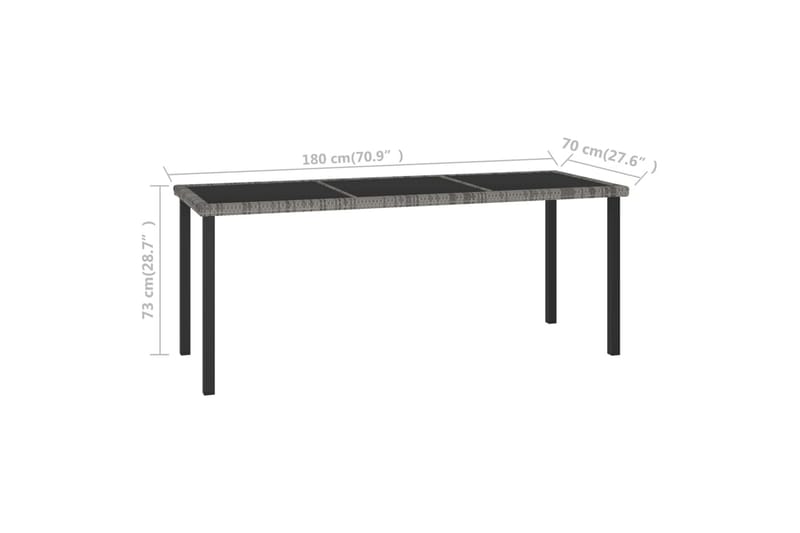havebord 180x70x73 cm polyrattan grå - Grå - Havemøbler - Havebord - Spisebord & havebord