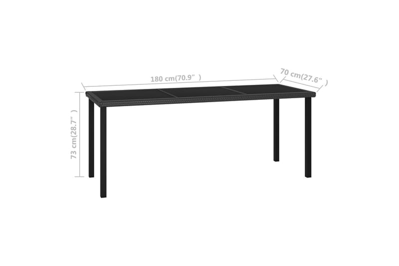 havebord 180x70x73 cm polyrattan sort - Sort - Havemøbler - Havebord - Spisebord & havebord