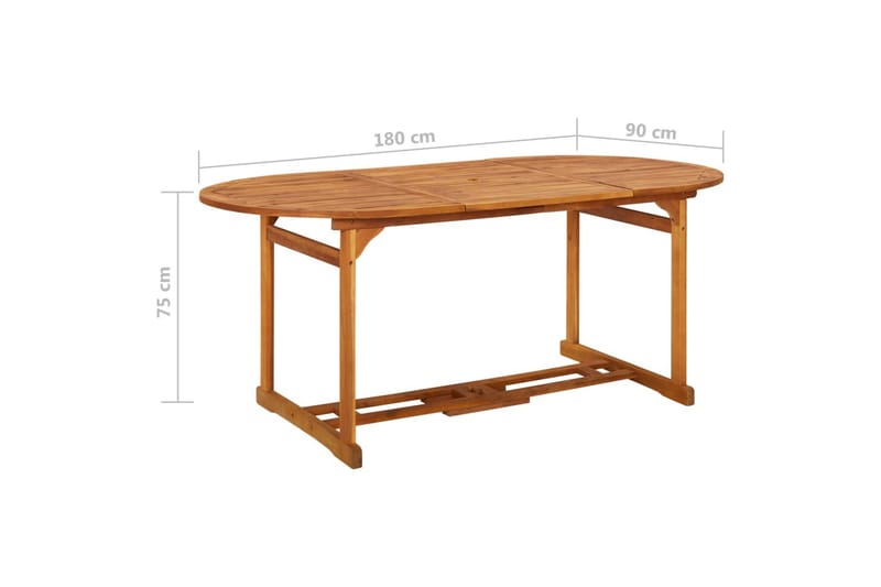 havebord 180x90x75 cm massivt akacietræ - Brun - Havemøbler - Havebord - Spisebord & havebord