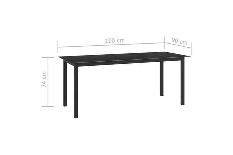 havebord 190x90x74 cm aluminium og glas antracitgrå - Antracit - Havemøbler - Havebord - Spisebord & havebord