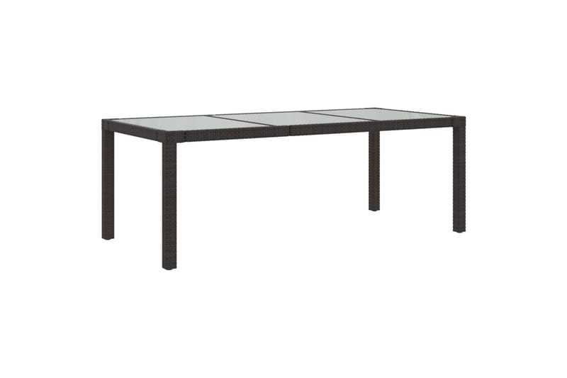 havebord 190x90x75 cm hærdet glas og polyrattan brun - Brun - Havemøbler - Havebord - Spisebord & havebord