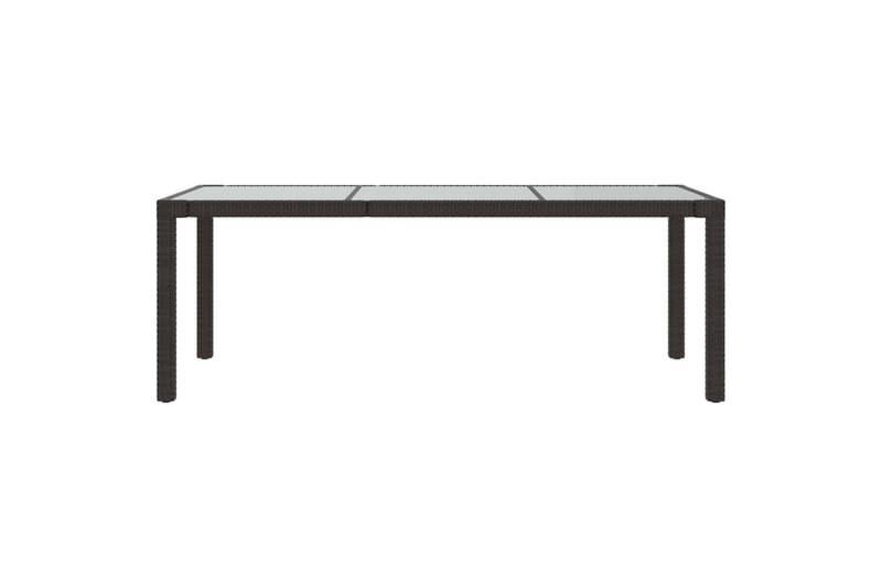 havebord 190x90x75 cm hærdet glas og polyrattan brun - Brun - Havemøbler - Havebord - Spisebord & havebord