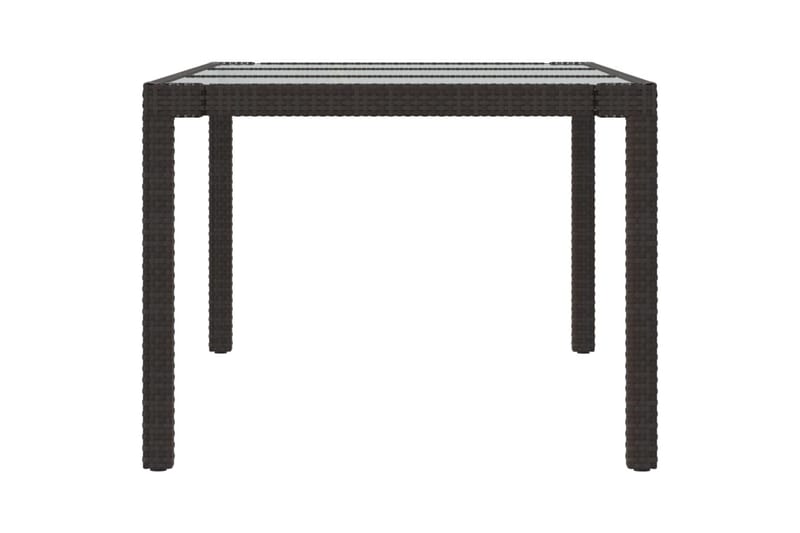 havebord 190x90x75 cm hærdet glas og polyrattan brun - Brun - Havemøbler - Havebord - Spisebord & havebord