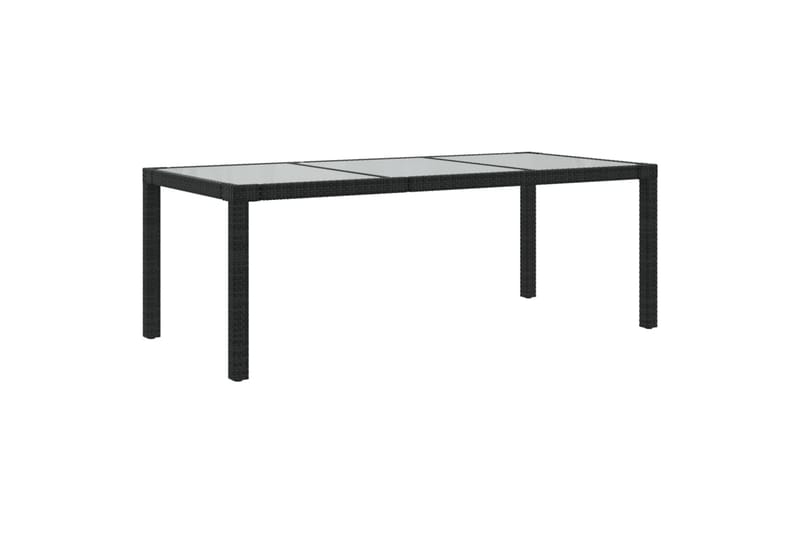 havebord 190x90x75 cm hærdet glas og polyrattan sort - Sort - Havemøbler - Havebord - Spisebord & havebord