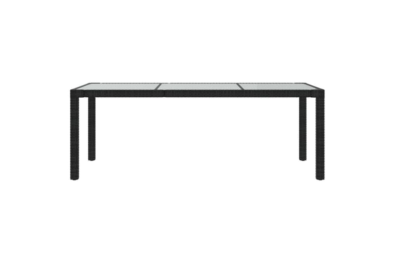 havebord 190x90x75 cm hærdet glas og polyrattan sort - Sort - Havemøbler - Havebord - Spisebord & havebord