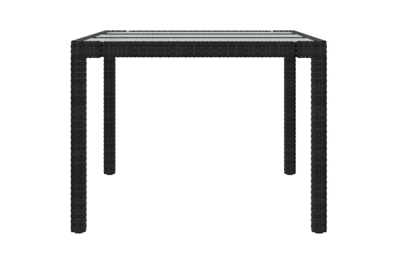 havebord 190x90x75 cm hærdet glas og polyrattan sort - Sort - Havemøbler - Havebord - Spisebord & havebord