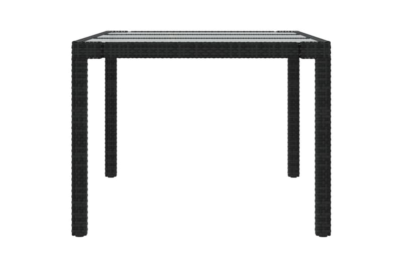 havebord 190x90x75 cm hærdet glas og polyrattan sort - Sort - Spisebord & havebord