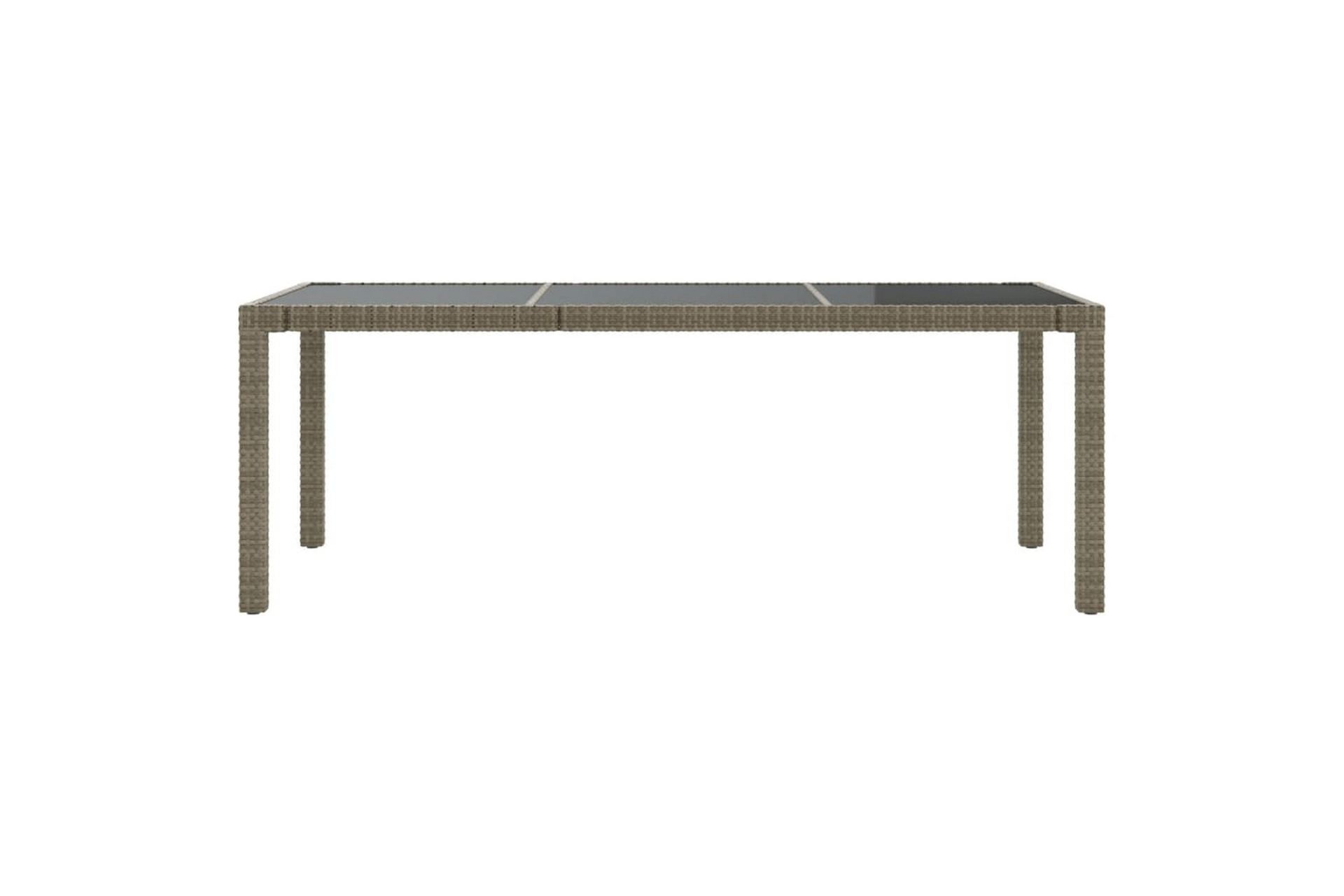 havebord 190x90x75 cm hærdet glas og polyrattan grå - Grå - Havemøbler - Havebord - Spisebord & havebord