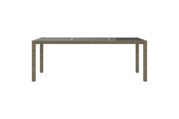 havebord 190x90x75 cm hærdet glas og polyrattan grå - Grå - Havemøbler - Havebord - Spisebord & havebord