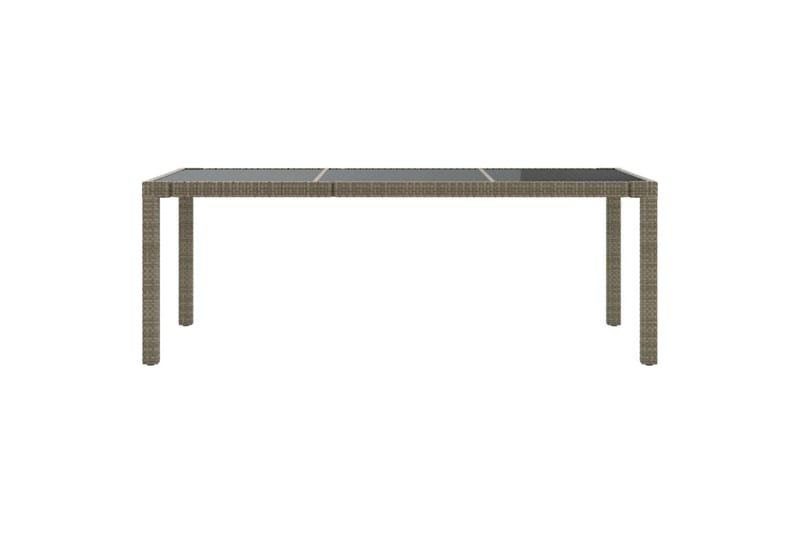 havebord 190x90x75 cm hærdet glas og polyrattan grå - Grå - Havemøbler - Havebord - Spisebord & havebord