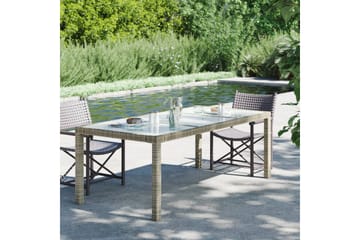 havebord 190x90x75 cm hærdet glas og polyrattan beige - Beige - Havemøbler - Havebord - Spisebord & havebord