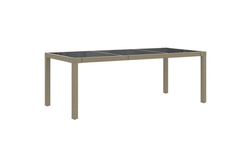havebord 190x90x75 cm hærdet glas og polyrattan beige - Beige - Havemøbler - Havebord - Spisebord & havebord