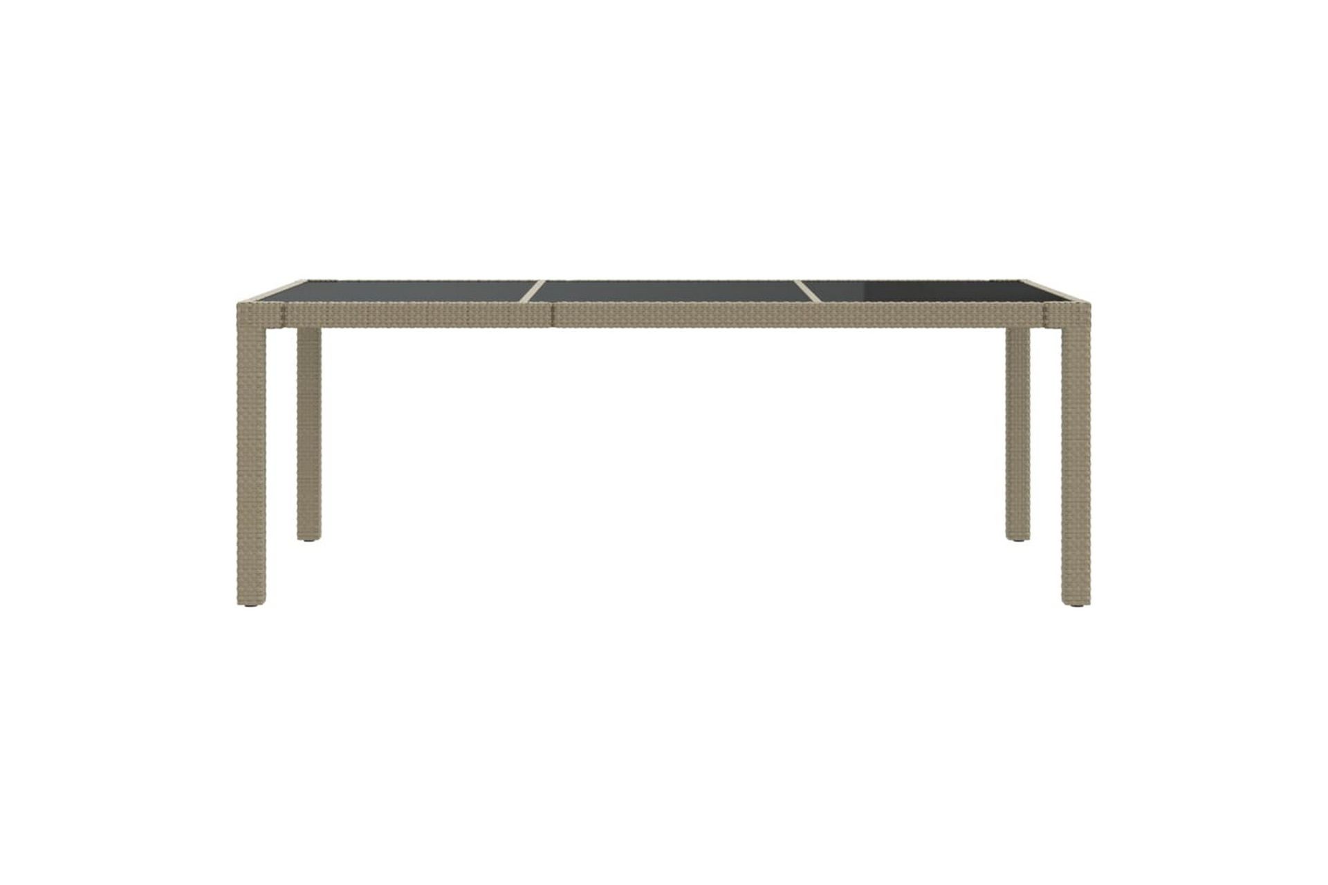 havebord 190x90x75 cm hærdet glas og polyrattan beige - Beige - Havemøbler - Havebord - Spisebord & havebord