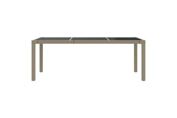 havebord 190x90x75 cm hærdet glas og polyrattan beige - Beige - Havemøbler - Havebord - Spisebord & havebord