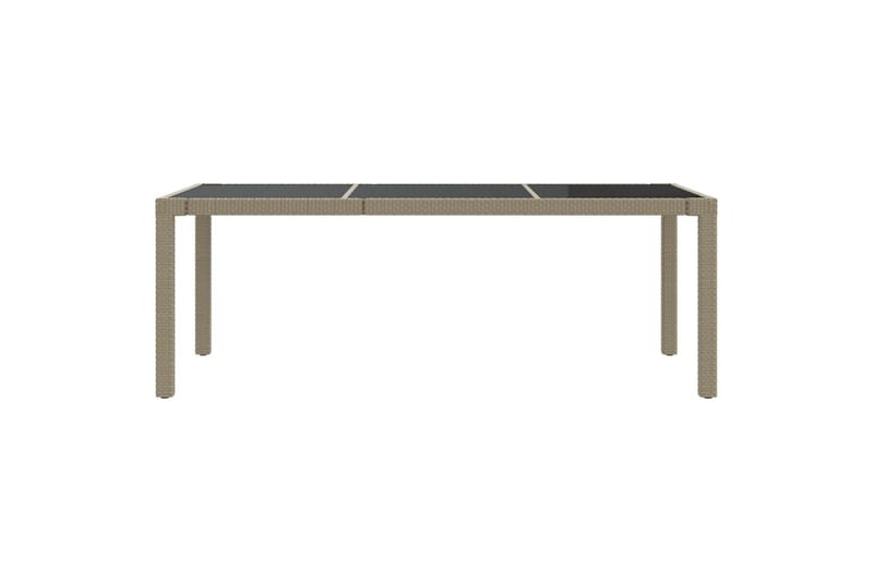 havebord 190x90x75 cm hærdet glas og polyrattan beige - Beige - Havemøbler - Havebord - Spisebord & havebord