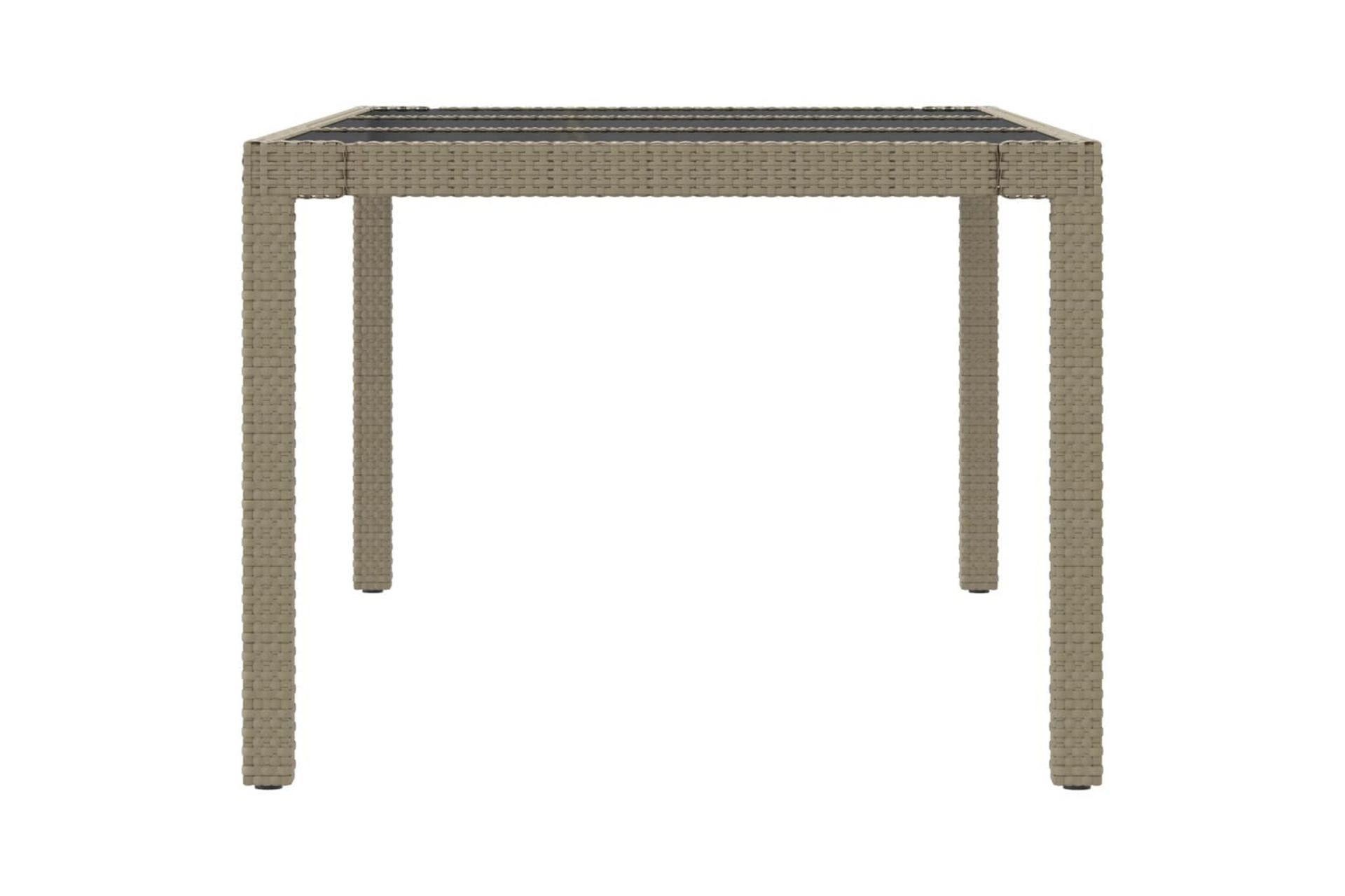 havebord 190x90x75 cm hærdet glas og polyrattan beige - Beige - Havemøbler - Havebord - Spisebord & havebord