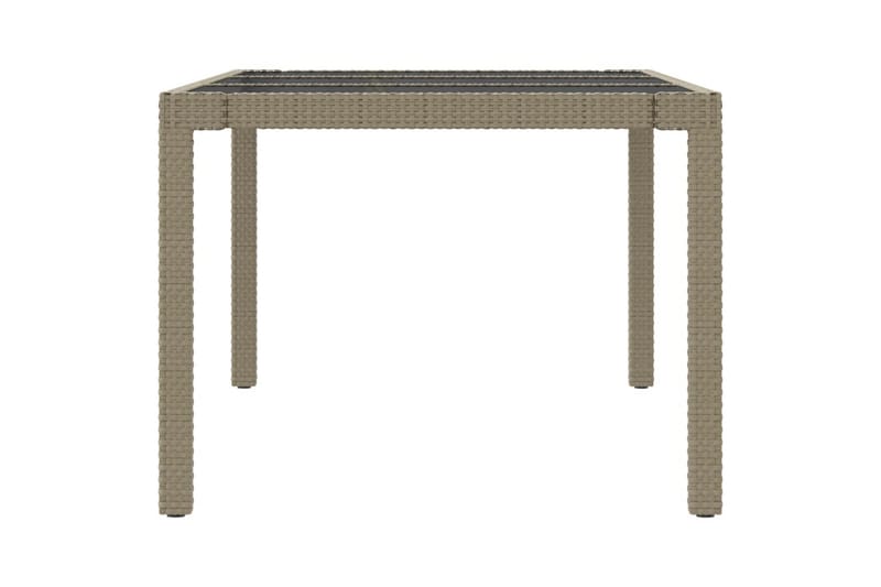 havebord 190x90x75 cm hærdet glas og polyrattan beige - Beige - Havemøbler - Havebord - Spisebord & havebord
