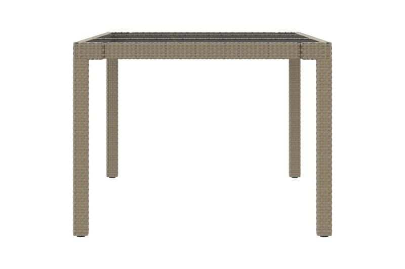 havebord 190x90x75 cm hærdet glas og polyrattan beige - Beige - Spisebord & havebord