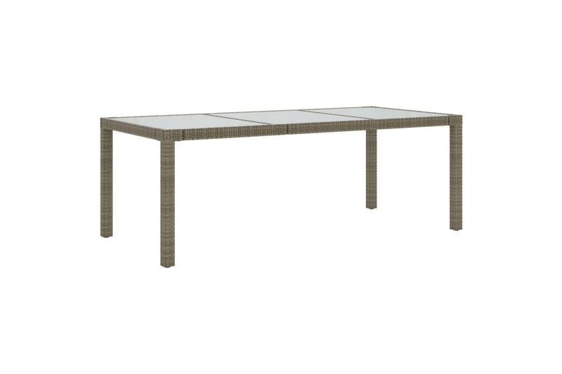 havebord 190x90x75 cm hærdet glas og polyrattan grå - Grå - Havemøbler - Havebord - Spisebord & havebord
