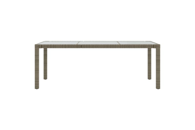 havebord 190x90x75 cm hærdet glas og polyrattan grå - Grå - Havemøbler - Havebord - Spisebord & havebord