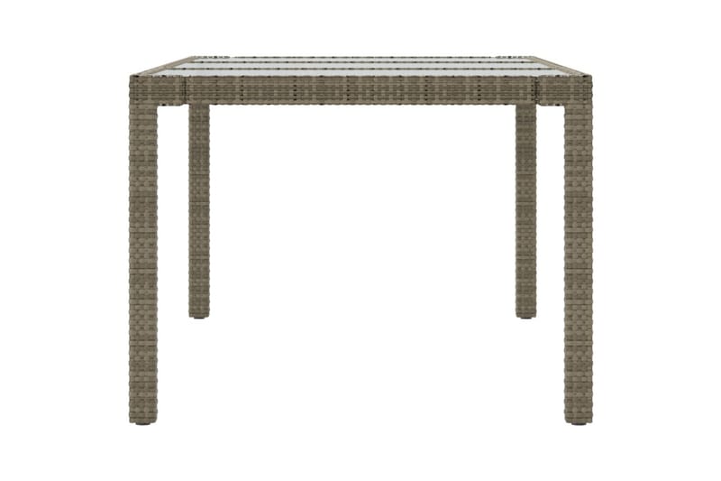 havebord 190x90x75 cm hærdet glas og polyrattan grå - Grå - Havemøbler - Havebord - Spisebord & havebord