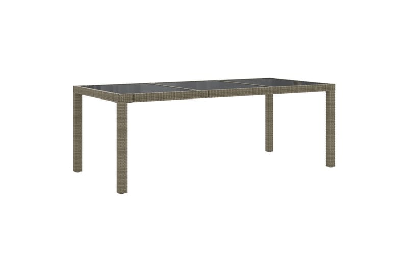 havebord 190x90x75 cm hærdet glas og polyrattan grå - Grå - Havemøbler - Havebord - Spisebord & havebord