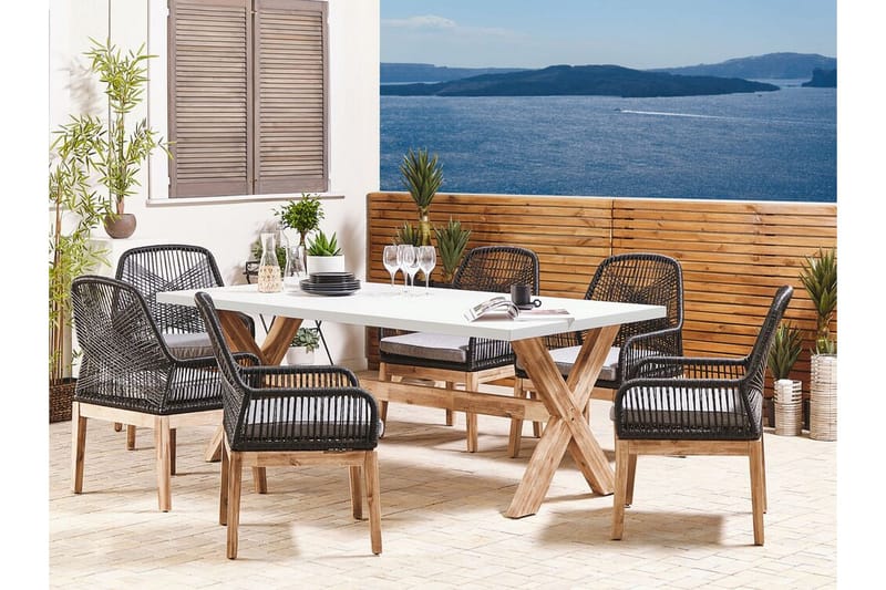 Havebord 200 x 100 cm hvid OLBIA - Hvid - Havemøbler - Havebord - Spisebord & havebord