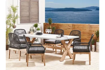 Havebord 200 x 100 cm hvid OLBIA - Hvid - Havemøbler - Havebord - Spisebord & havebord