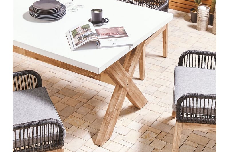 Havebord 200 x 100 cm hvid OLBIA - Hvid - Havemøbler - Havebord - Spisebord & havebord